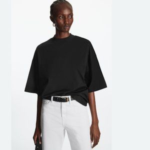 Cos Oversized Mock Neck T-Shirt Black